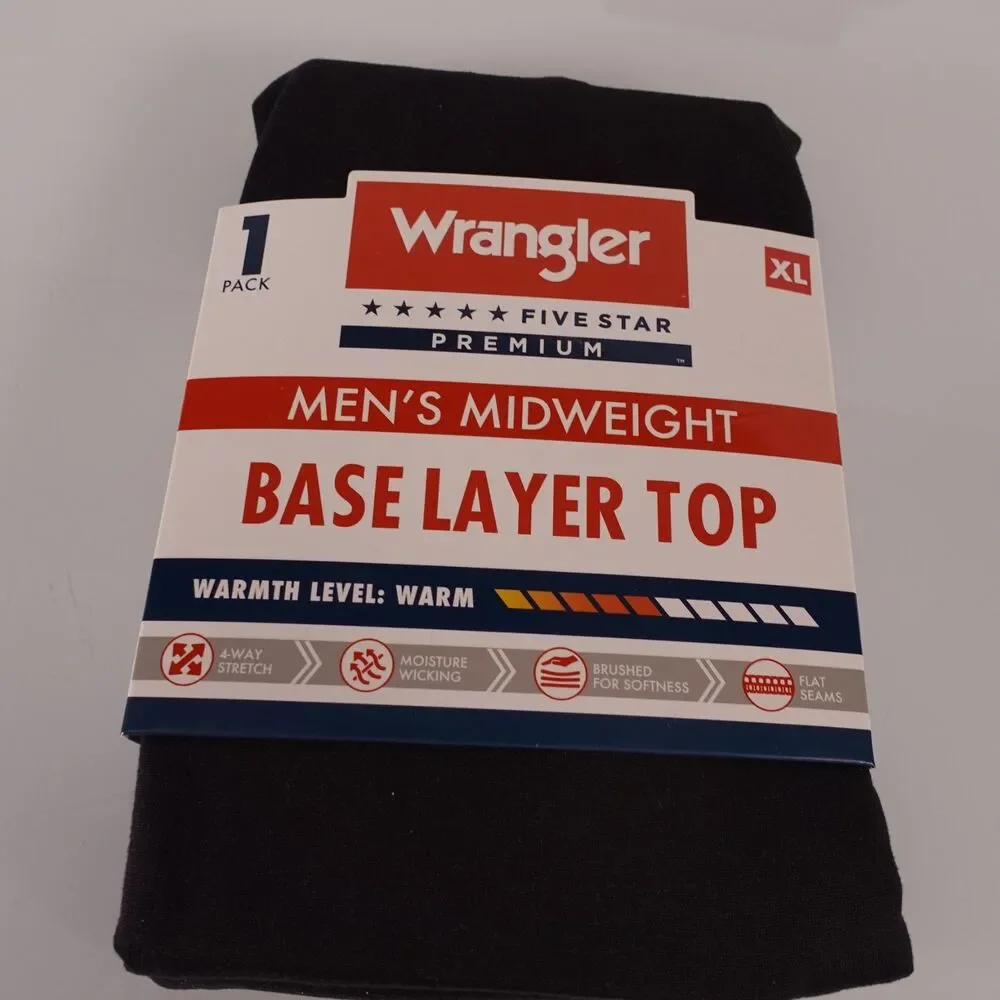 Lot of 2 Mens Wrangler Midweight Base Layer Pants Size XL Black Warm Warmth New
